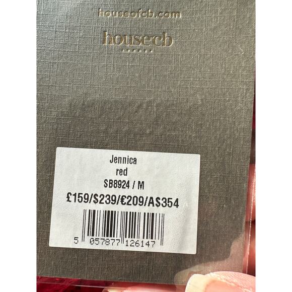 NWT House of CB Jennica Red Lace Sleeve Bustier Satin Mini Dress M - Picture 11 of 15